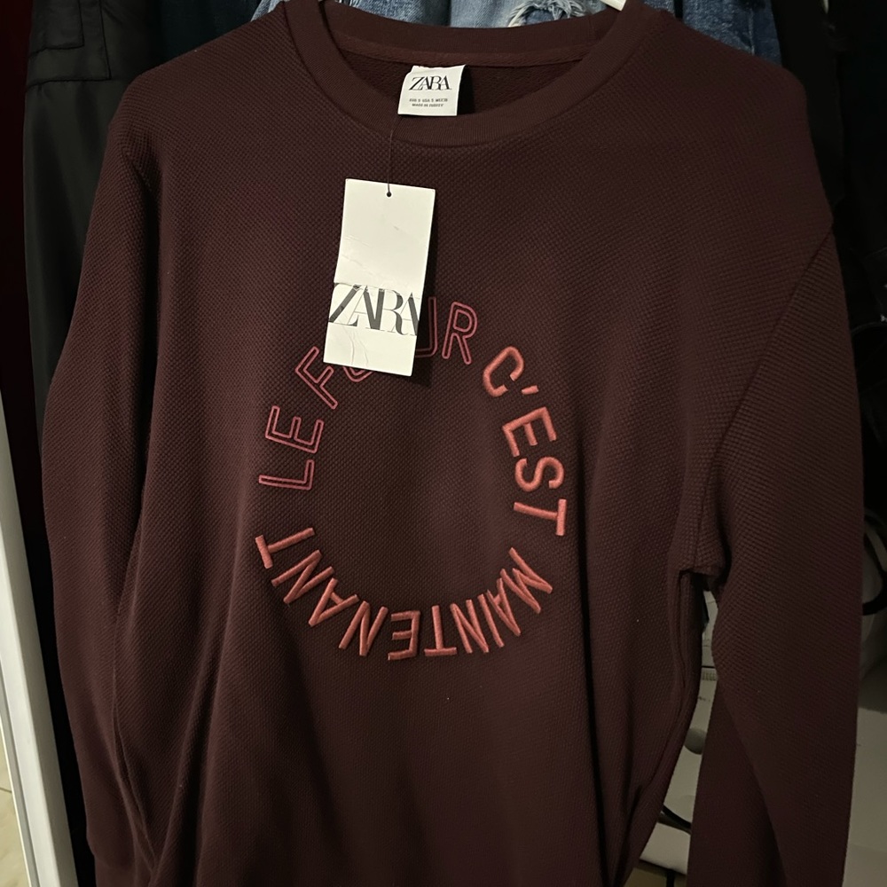 Zara Men's Textured 2022 Size S Pullover Sweater Crewneck Cotton